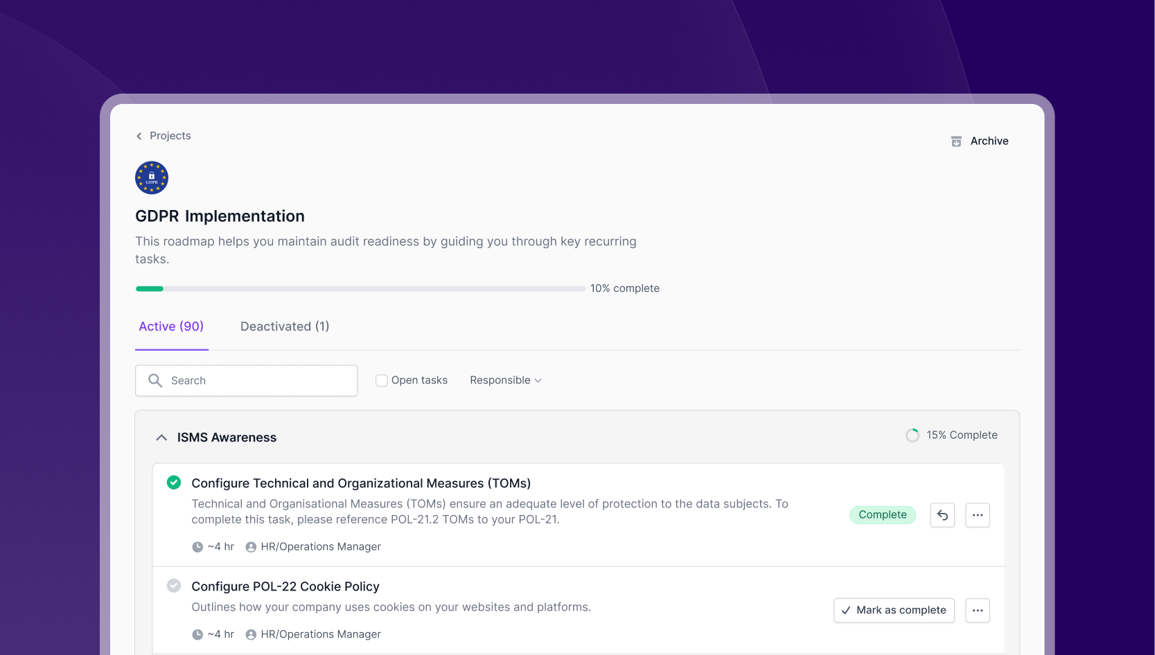GDPR implementation PSR